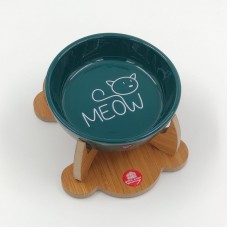 AHŞAP AYAKLI SERAMİK MAMA KABI